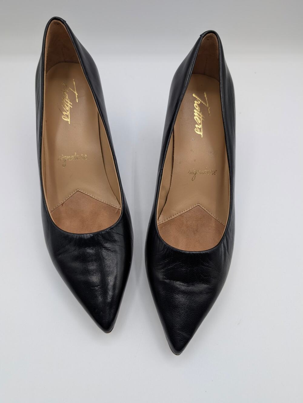 Trotters Alexa Black Kidskin Leather Pumps Heels Size 6.5W
